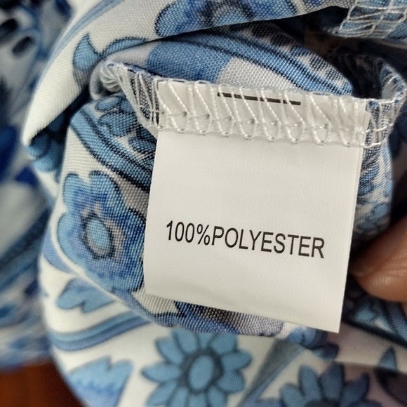 Sz 20 NEW Blue/White Floral Cold Shoulder Dress 27.75" PTP, 43.75" Long SOFT - Picture 13 of 15